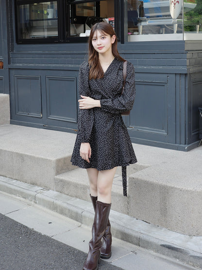 ウエストタイドットミニワンピース