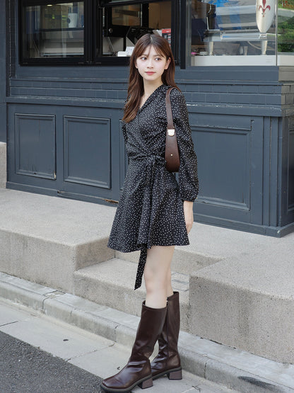 ウエストタイドットミニワンピース