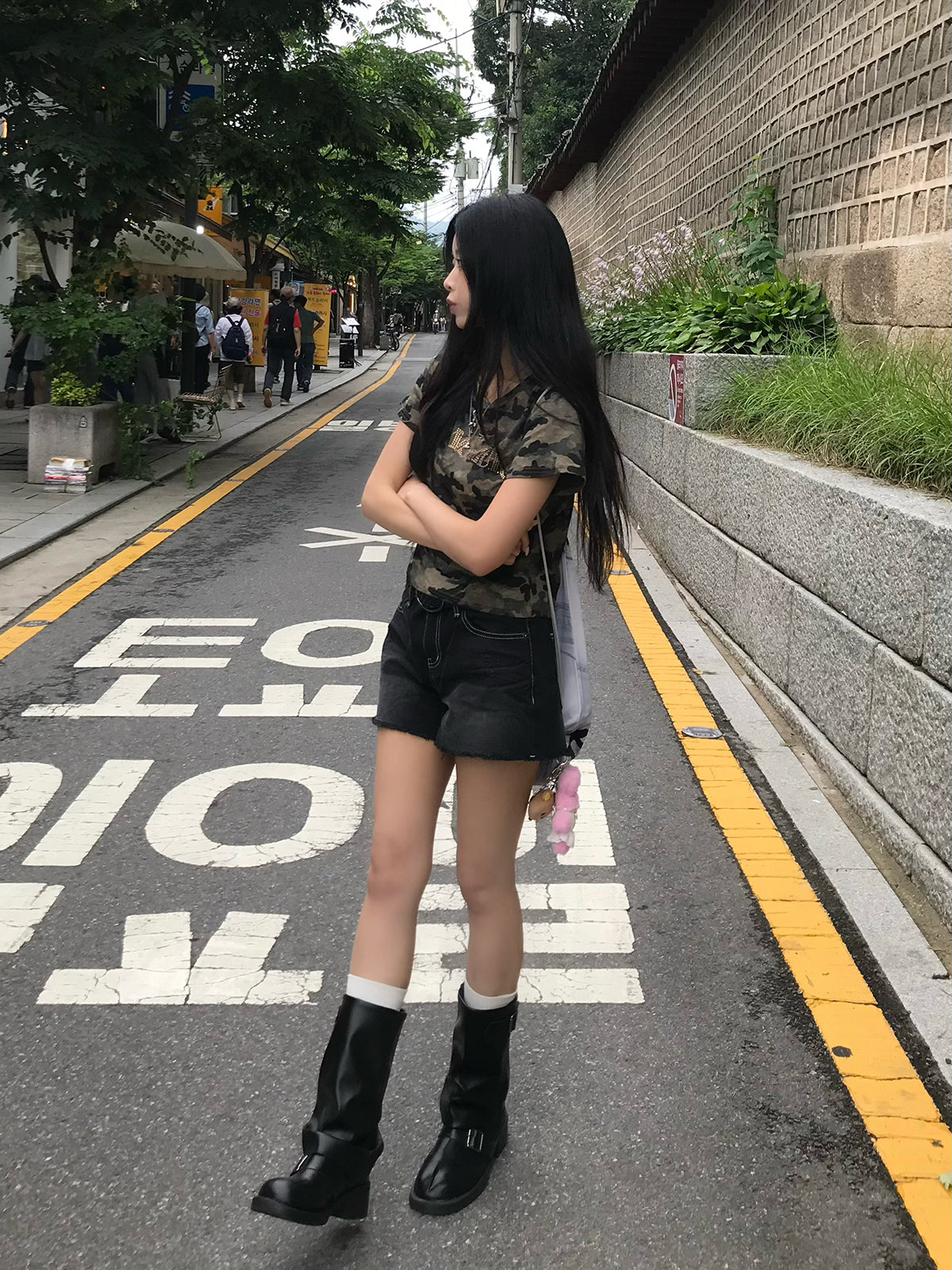 ラインストーンカモフラTシャツ