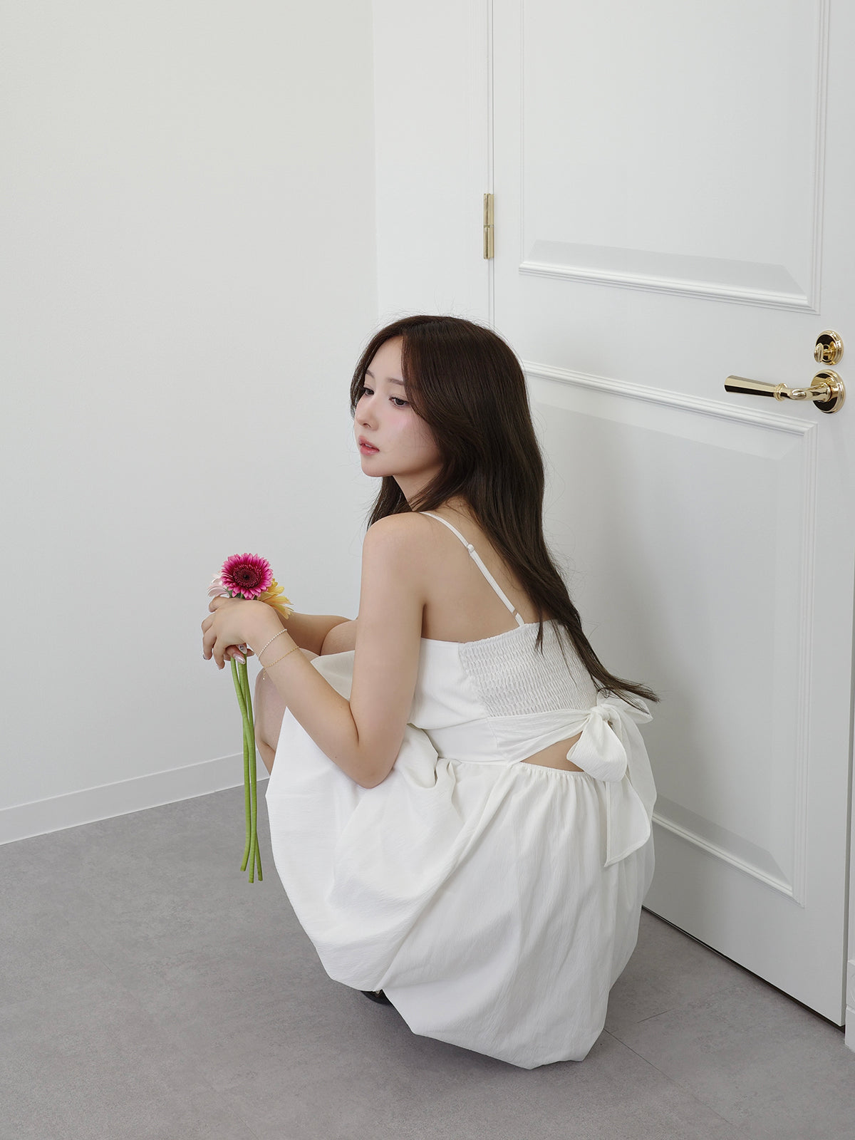 バックリボンバルーンミニワンピース