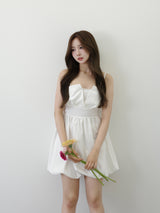 バックリボンバルーンミニワンピース - ホワイト
