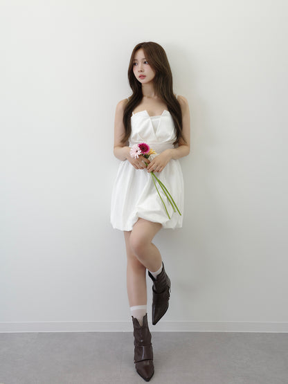 バックリボンバルーンミニワンピース