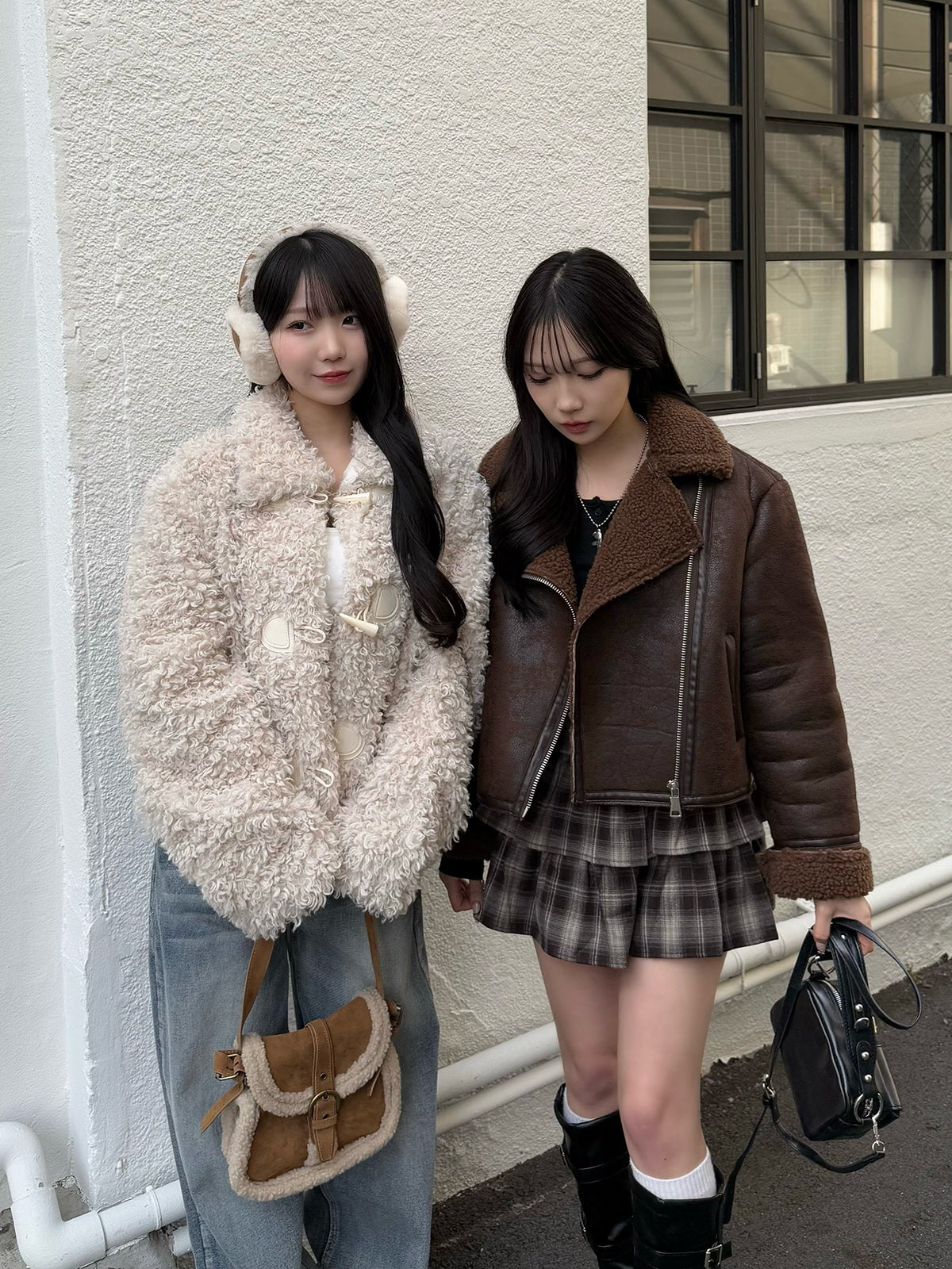 Poodle fur touch duffle coat
