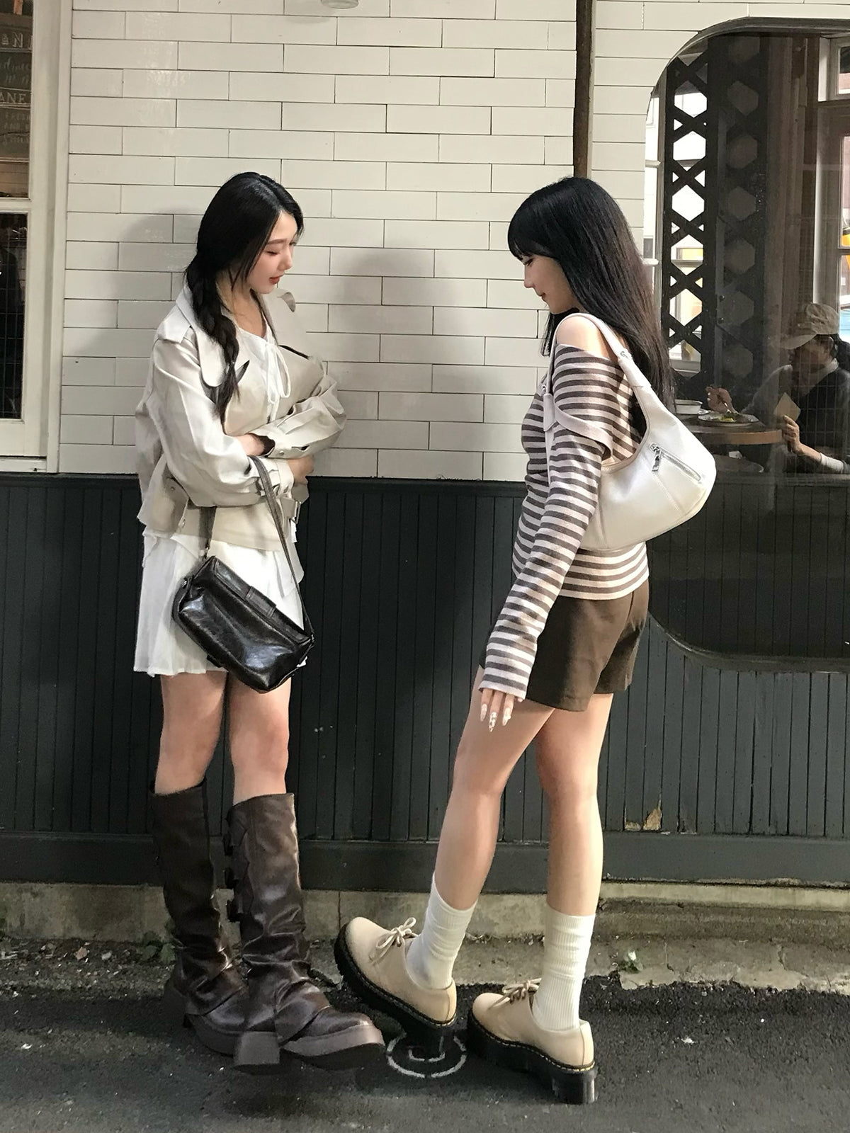 皮革触感大翻领夹克