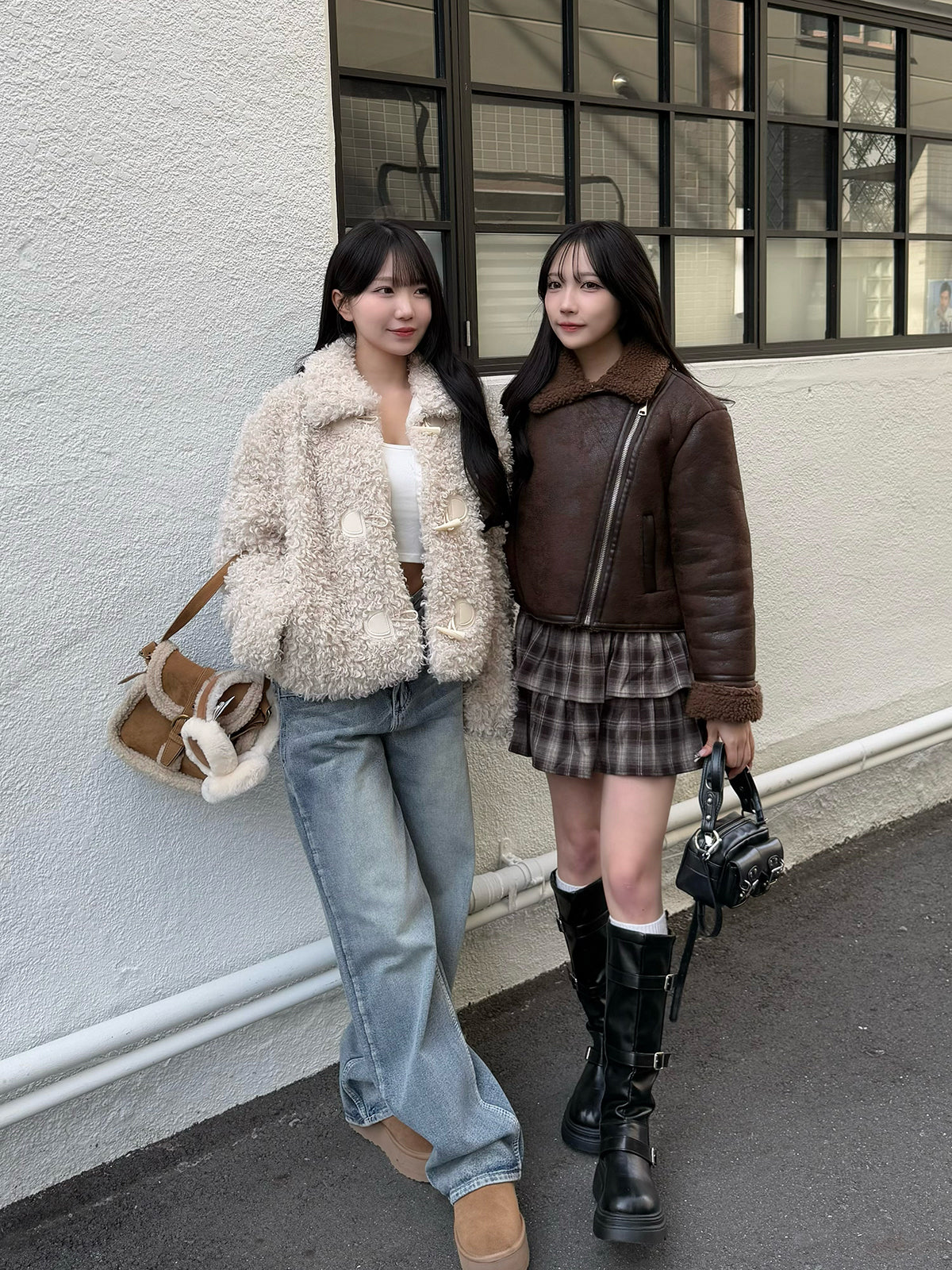 Poodle fur touch duffle coat