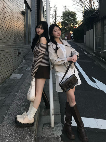 皮革触感大翻领夹克