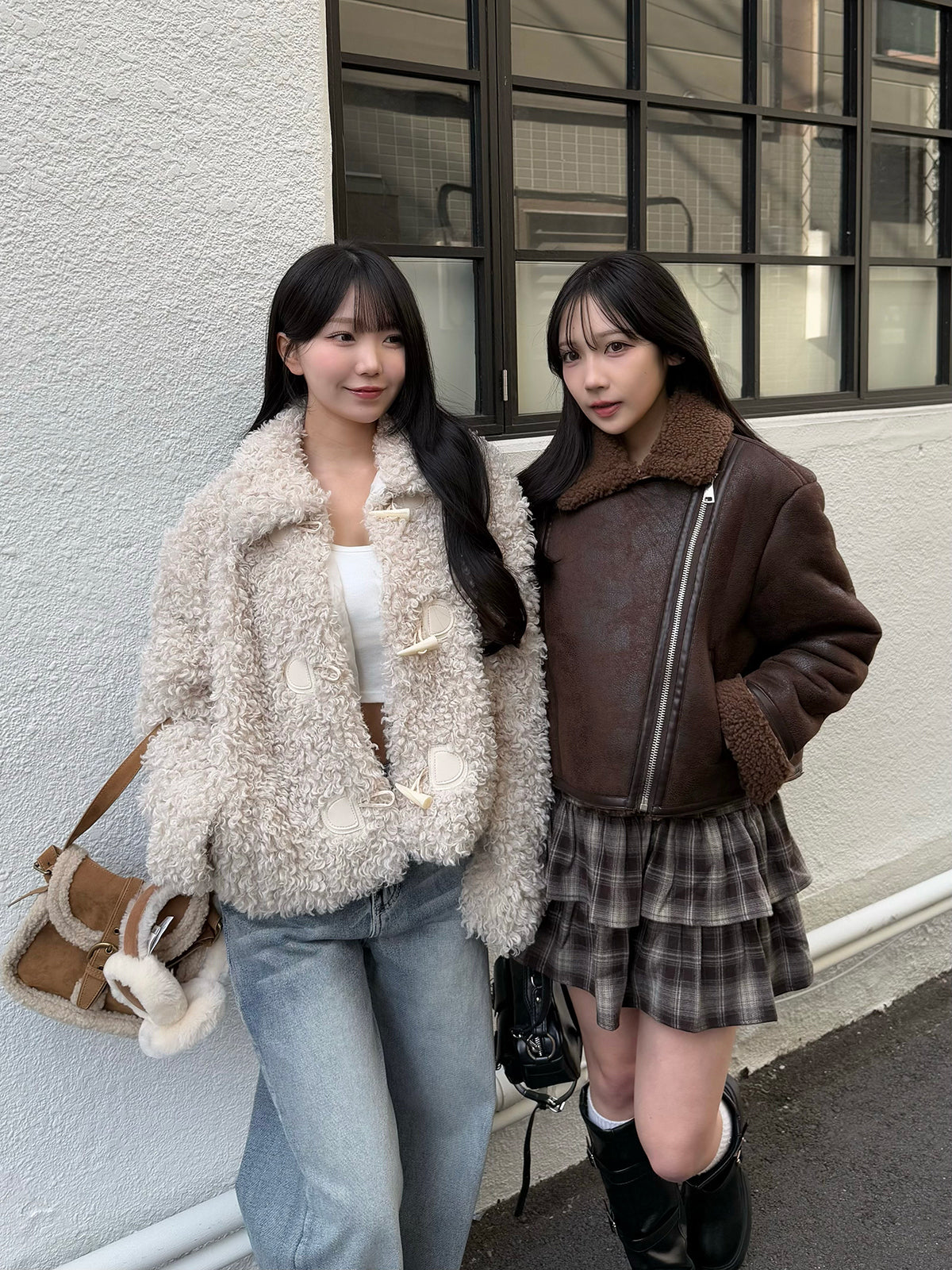 Poodle fur touch duffle coat