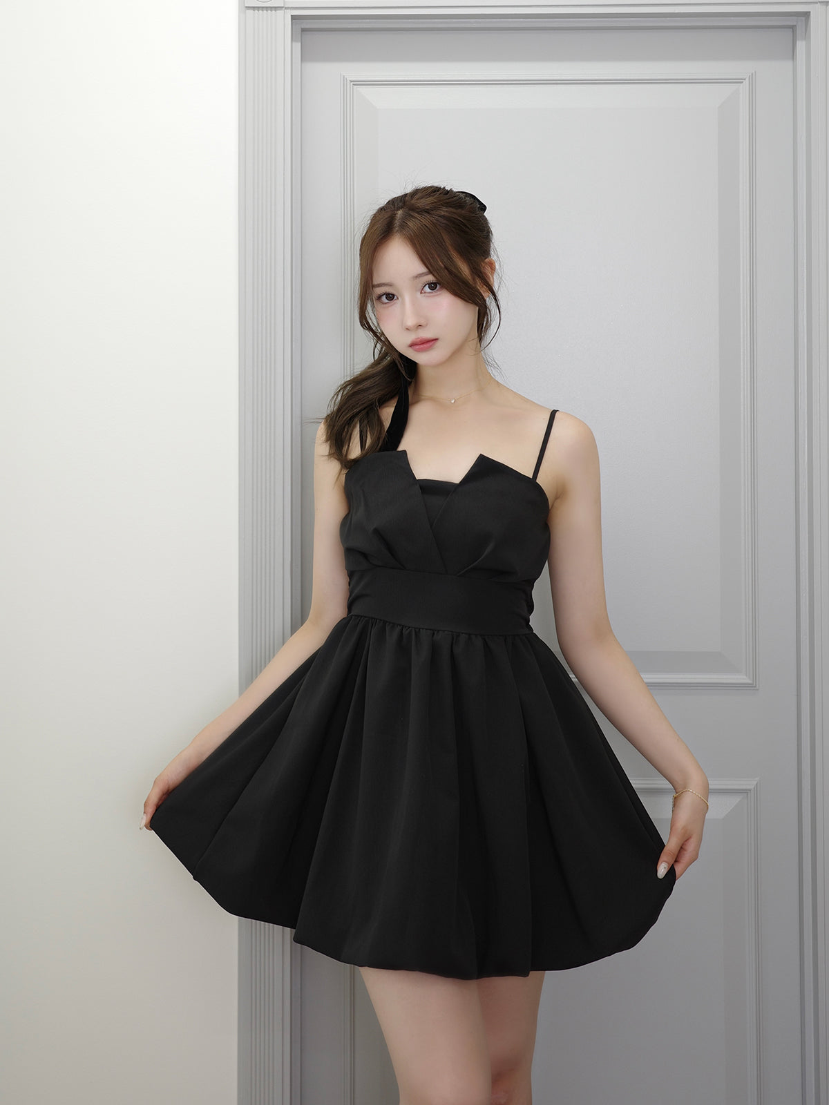 バックリボンバルーンミニワンピース