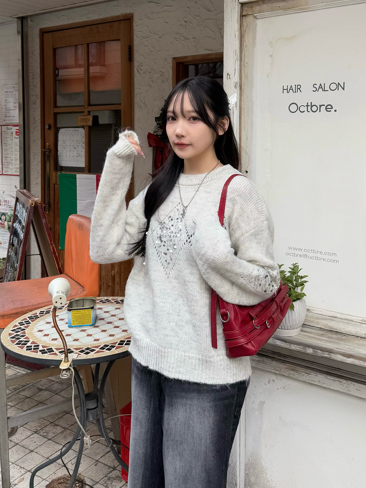 Sequin Diamond Knit