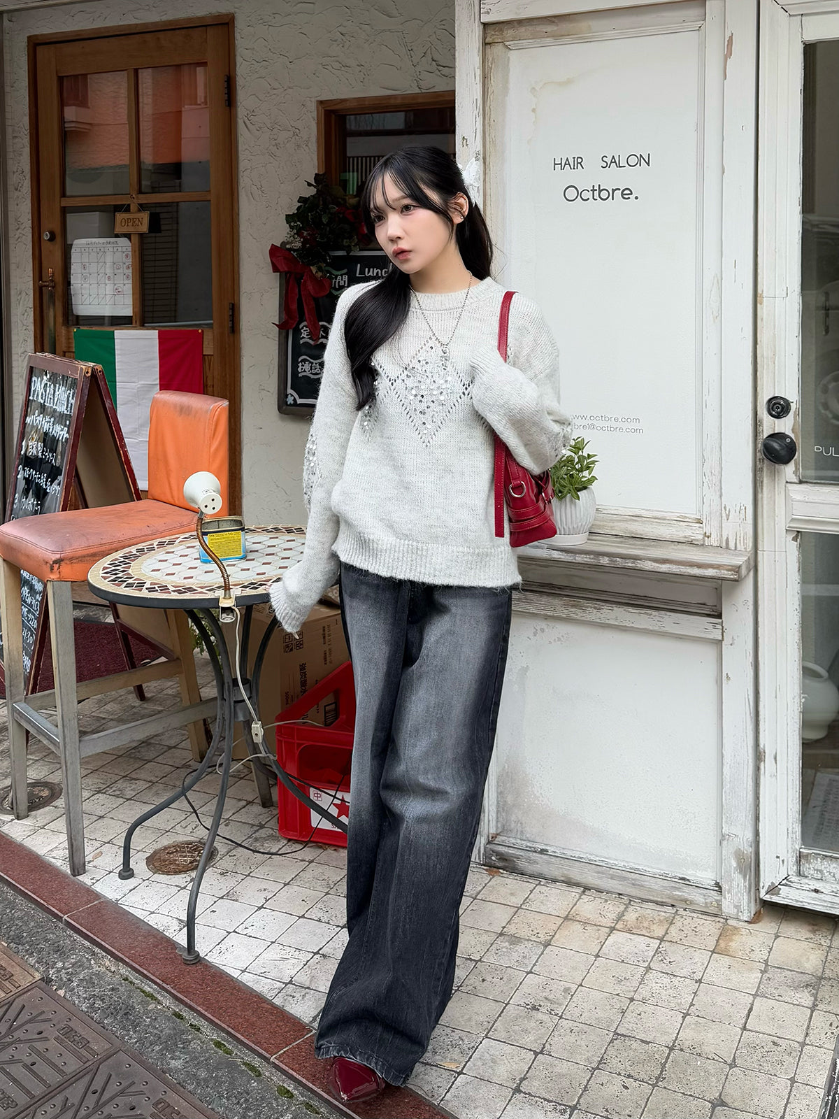 Sequin Diamond Knit