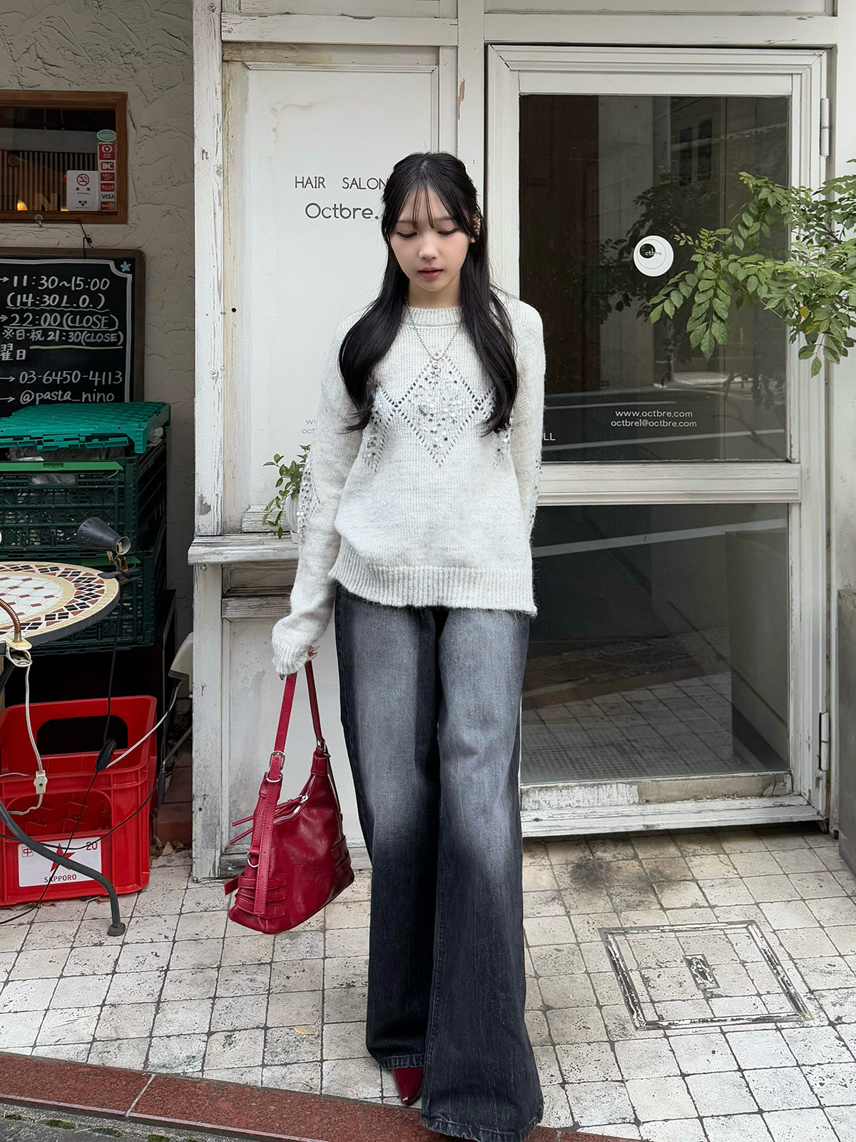 Sequin Diamond Knit