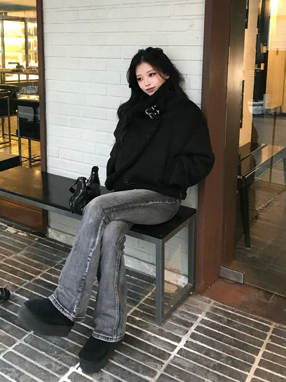 ムートンタッチバックルコート