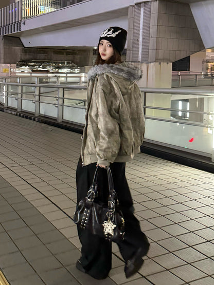 ダーティウォッシュファータッチブルゾン