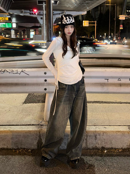 ヴィンテージブラウンウォッシュデニムパンツ