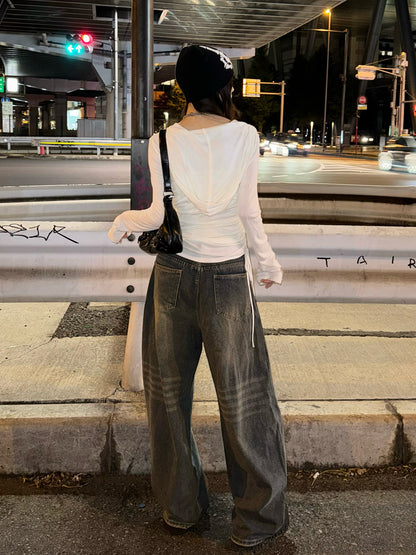 ヴィンテージブラウンウォッシュデニムパンツ