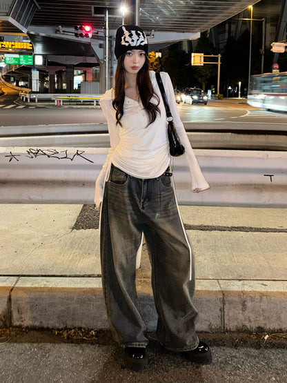 ヴィンテージブラウンウォッシュデニムパンツ