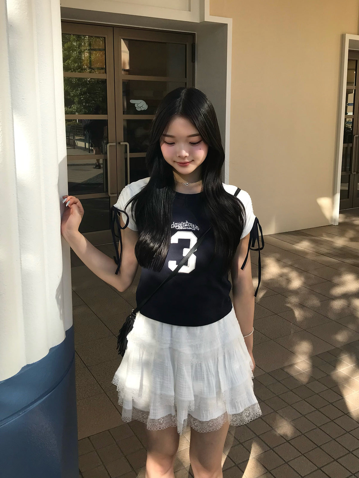 ラグランリボンスリーブTシャツ