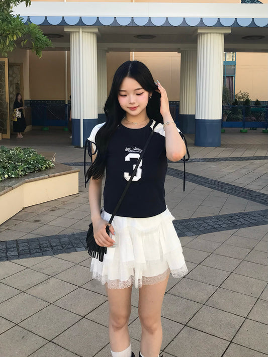 ラグランリボンスリーブTシャツ