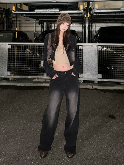 Cropped jacket denim set