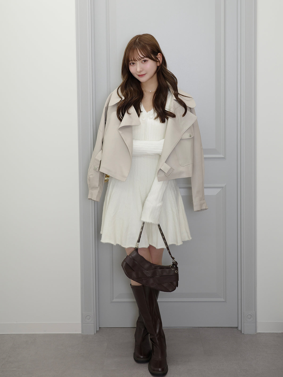 レザータッチビッグカラージャケット