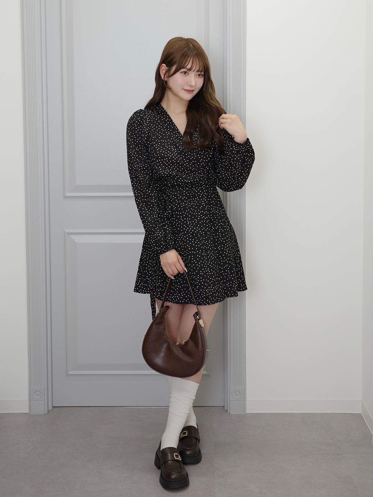 ウエストタイドットミニワンピース