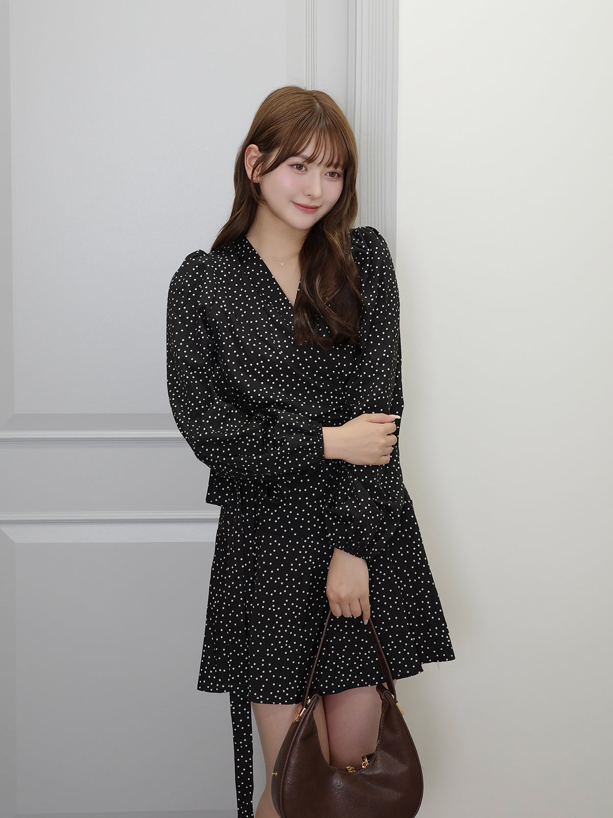 ウエストタイドットミニワンピース