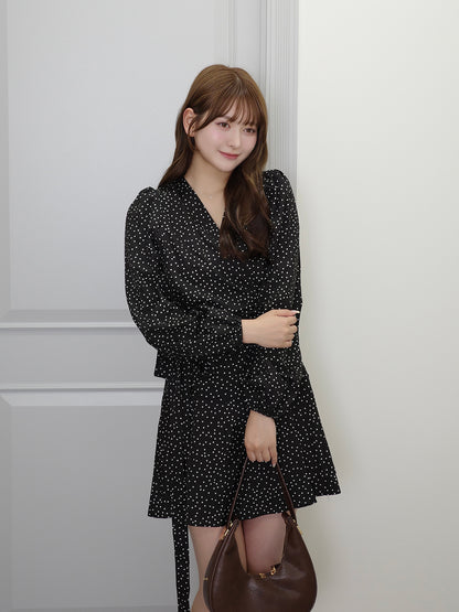 ウエストタイドットミニワンピース