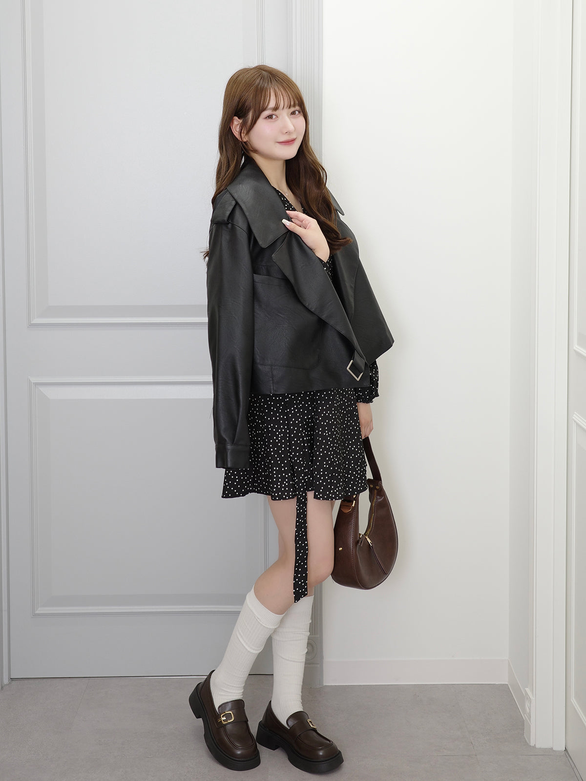 ウエストタイドットミニワンピース