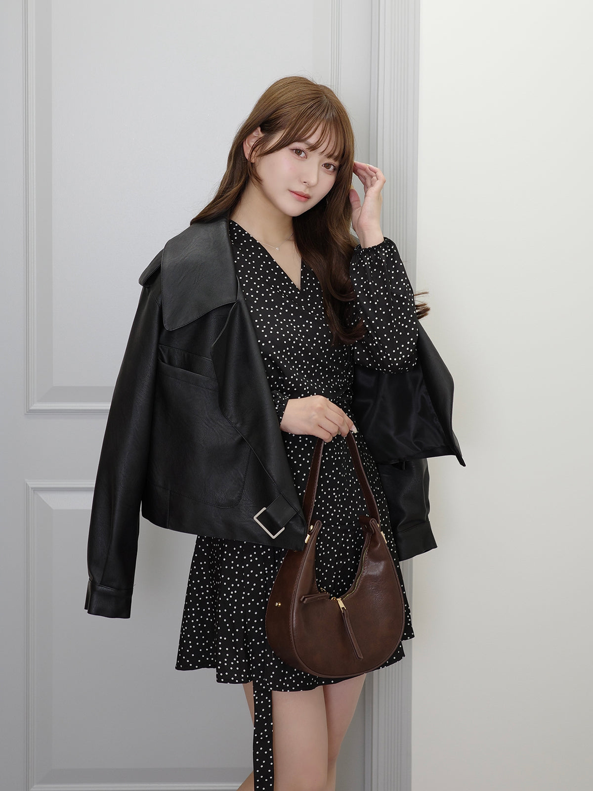 ウエストタイドットミニワンピース