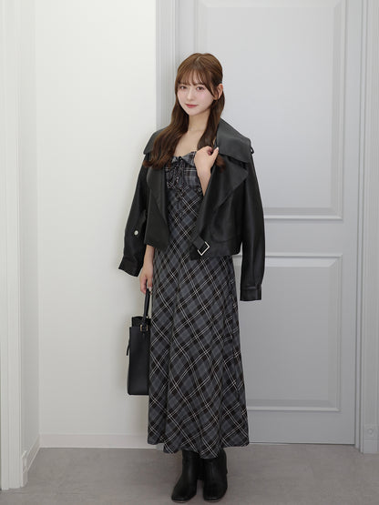 レザータッチビッグカラージャケット