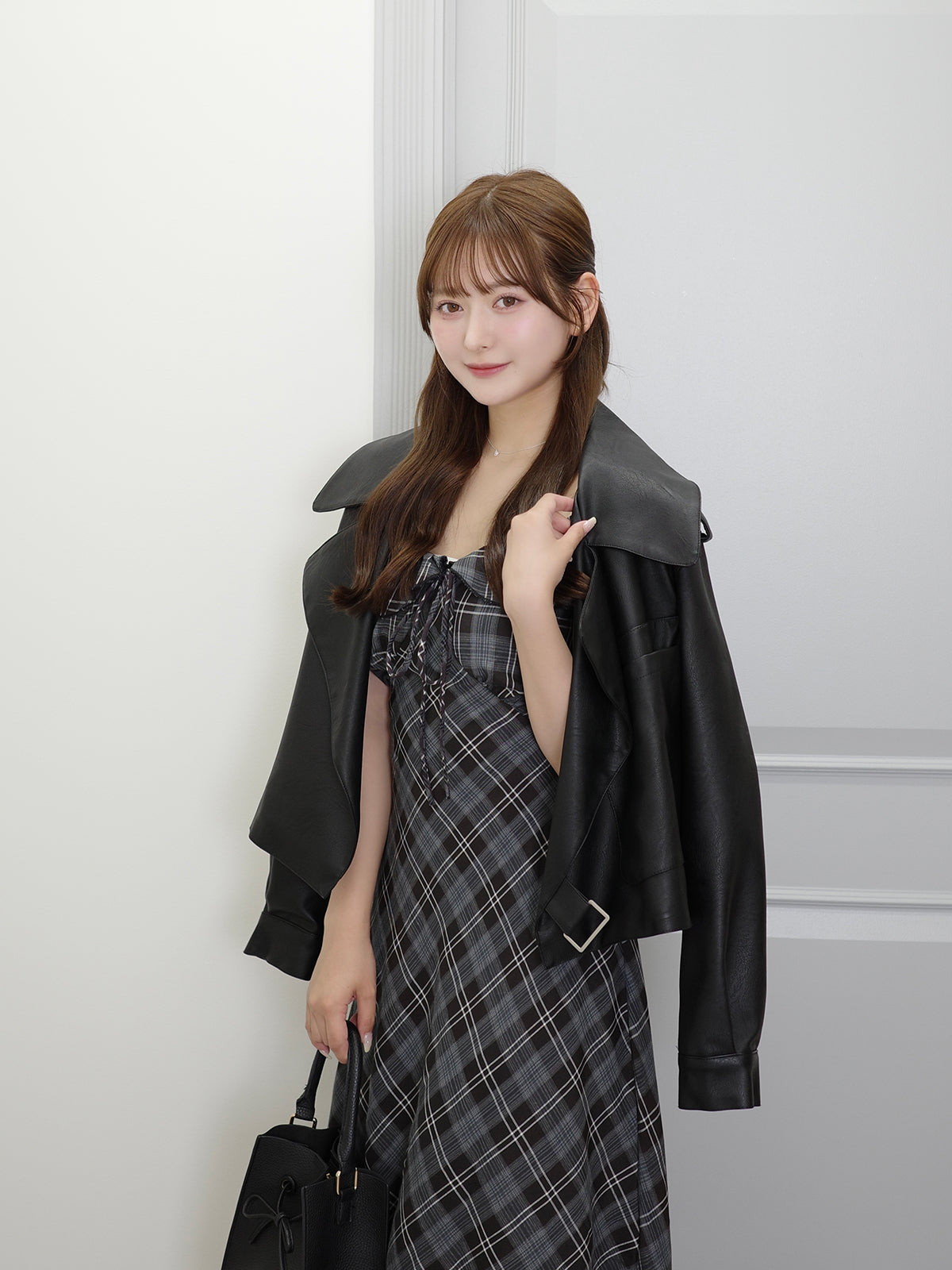 レザータッチビッグカラージャケット