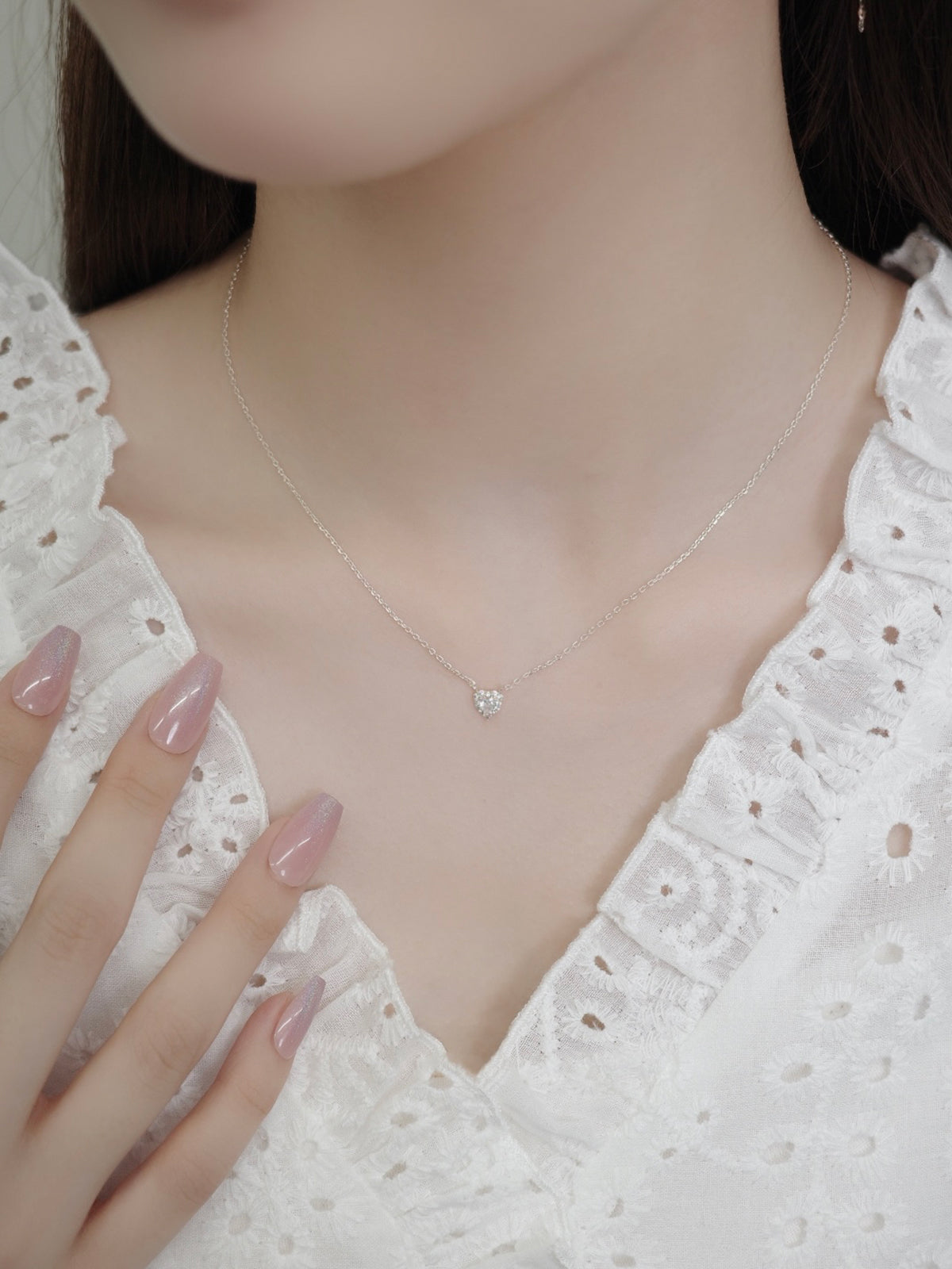 キュービックハートネックレス