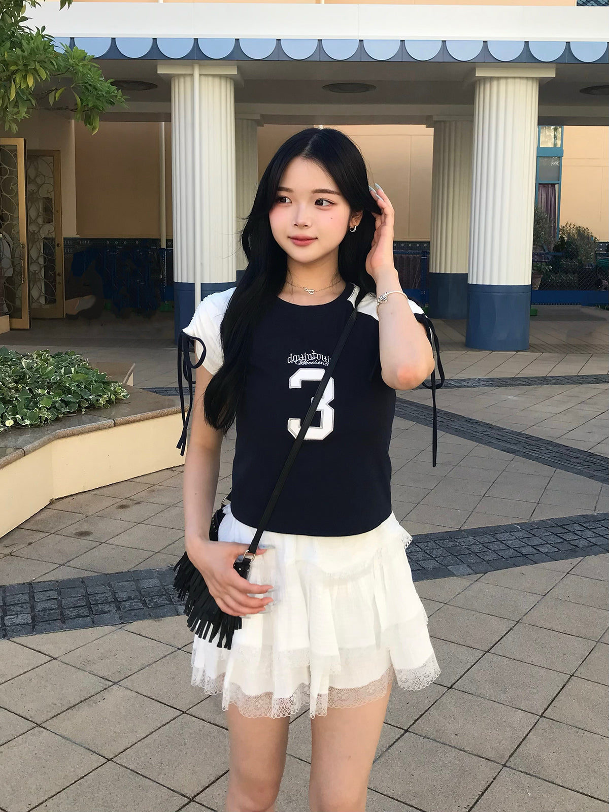 ラグランリボンスリーブTシャツ