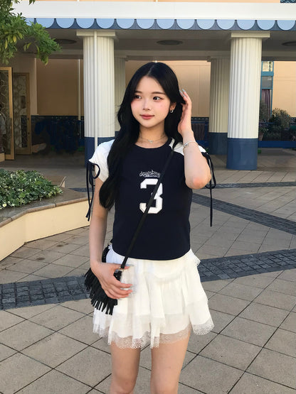 ラグランリボンスリーブTシャツ