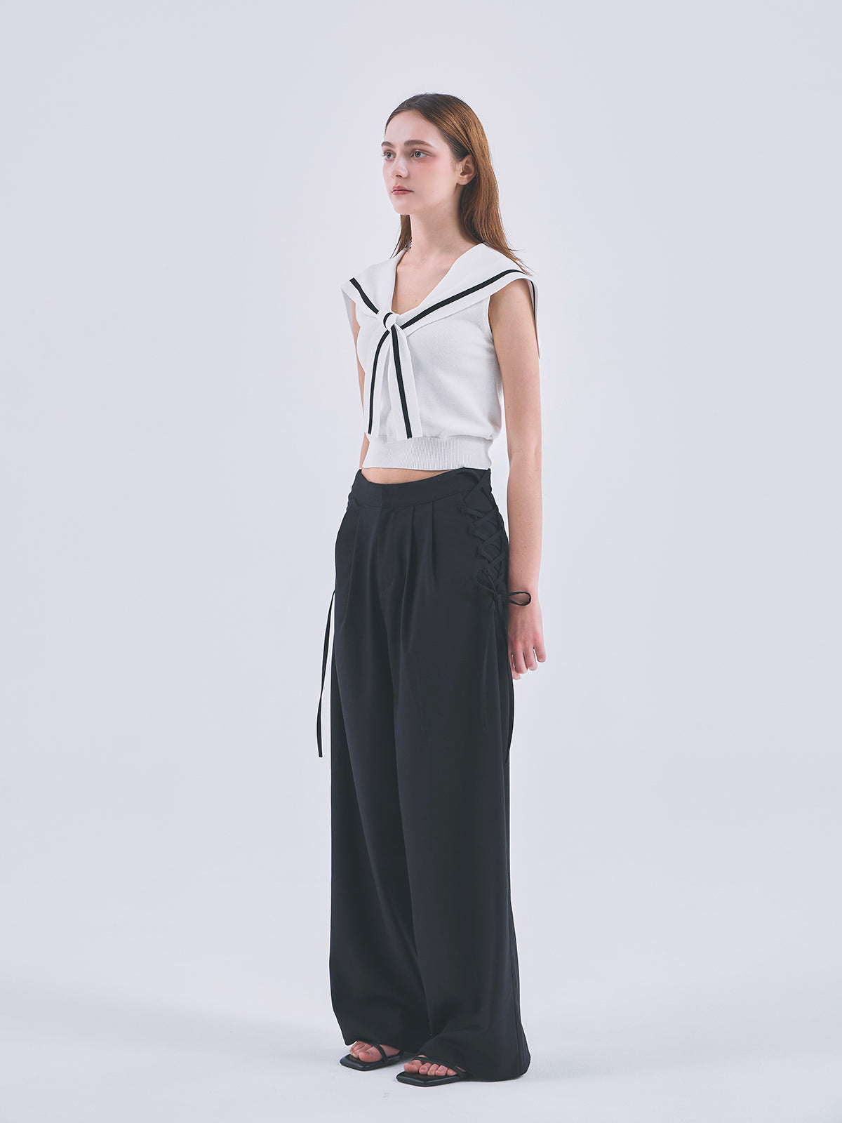 LACE UP WIDE PANTS