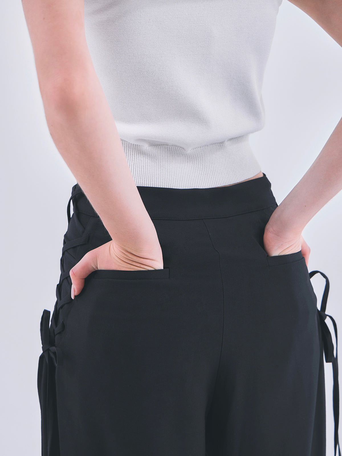 LACE UP WIDE PANTS