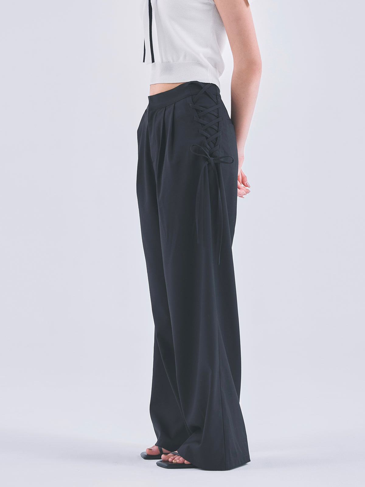 LACE UP WIDE PANTS