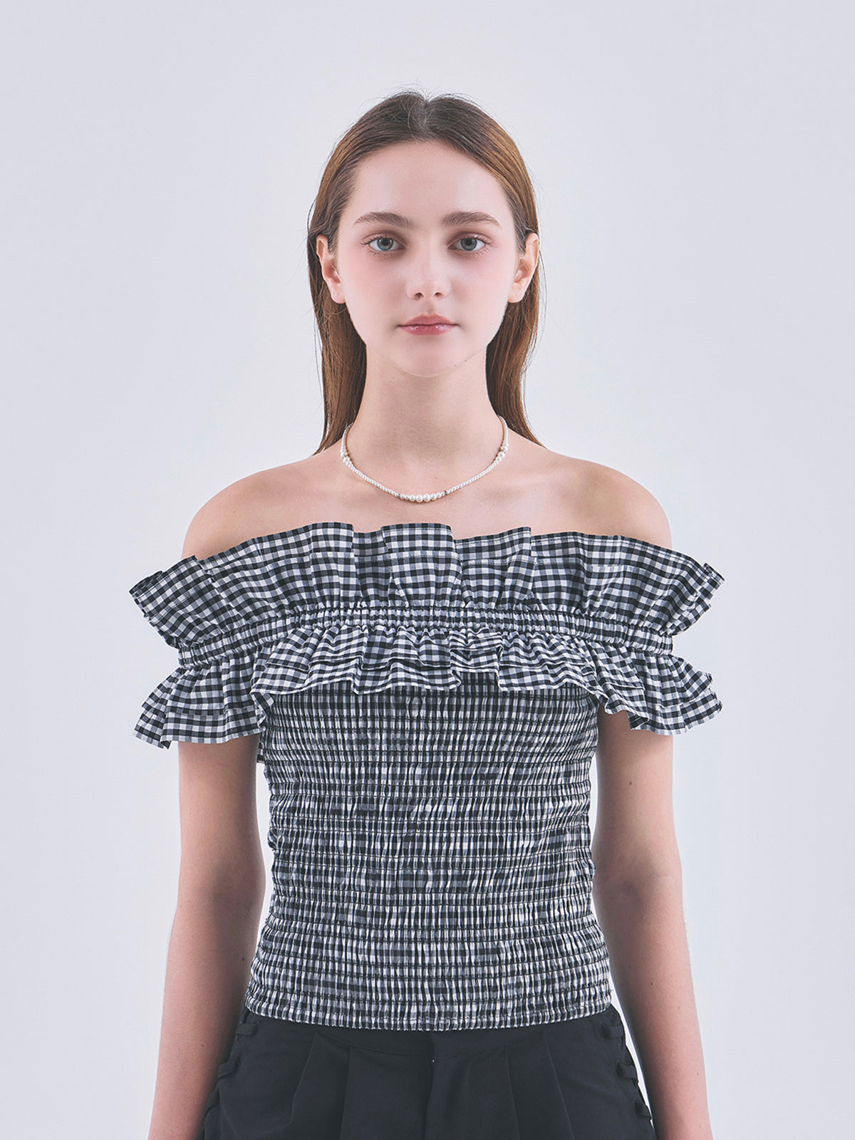 GINGHAM FRILL TOP