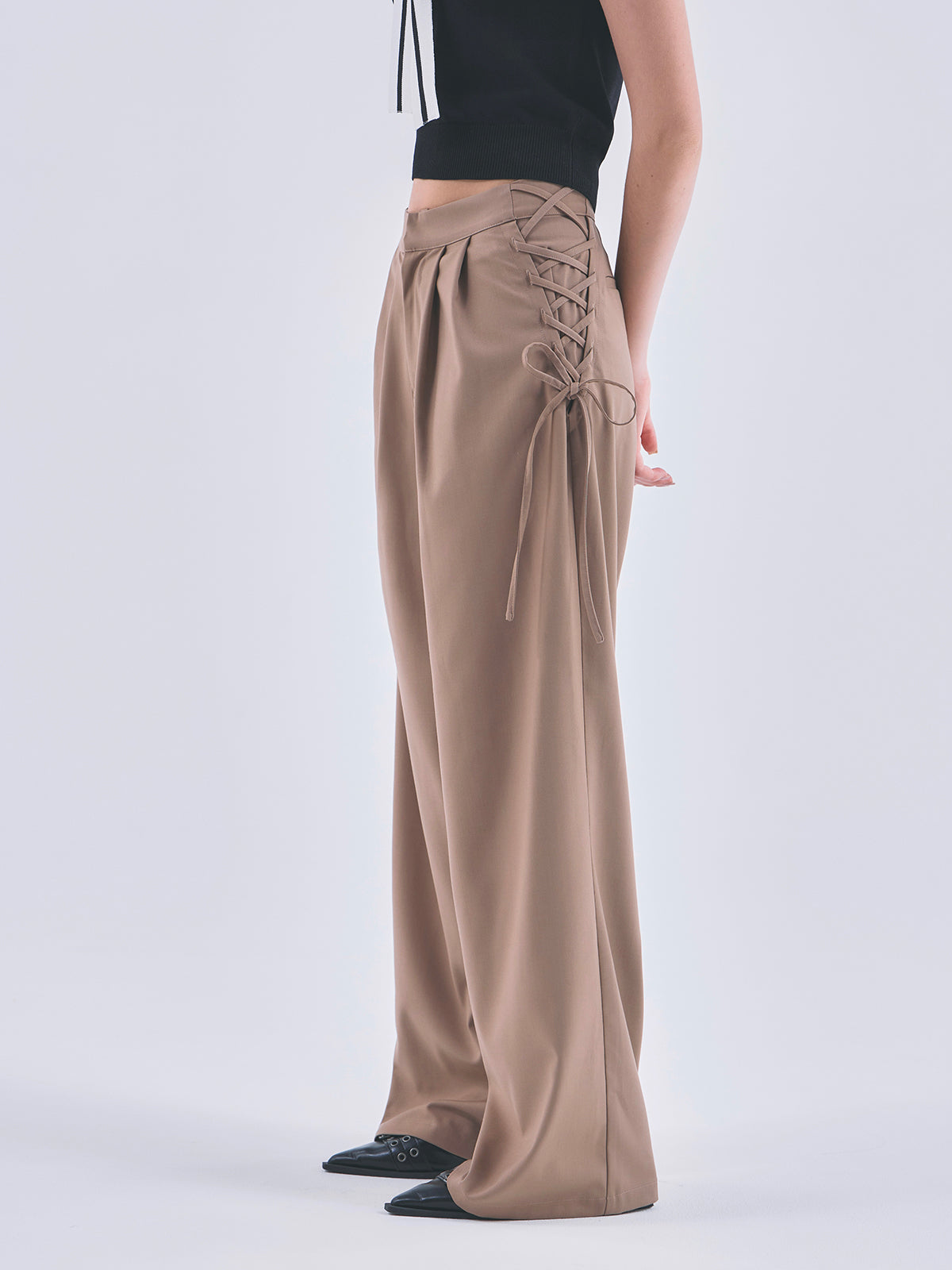 LACE UP WIDE PANTS