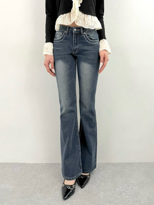 ローライズステッチデニムパンツ