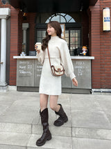 层叠针织迷你连衣裙