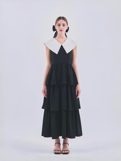 2WAY BICOLOR TIERED DRESS