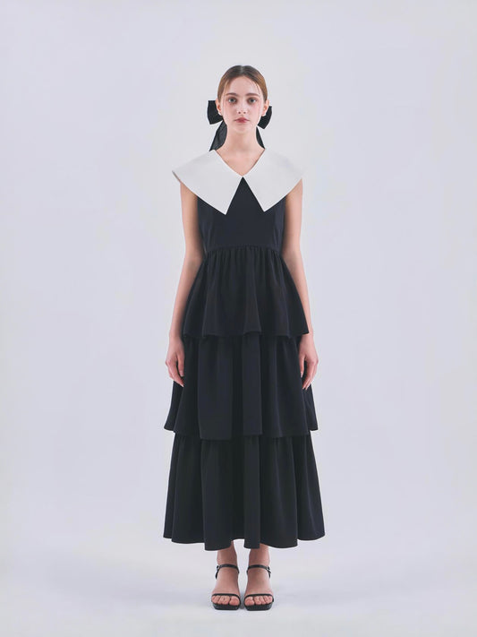 2WAY BICOLOR TIERED DRESS