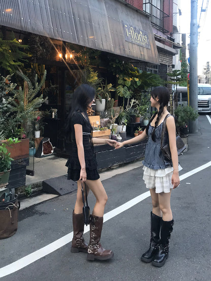 レースフリルティアードミニスカート