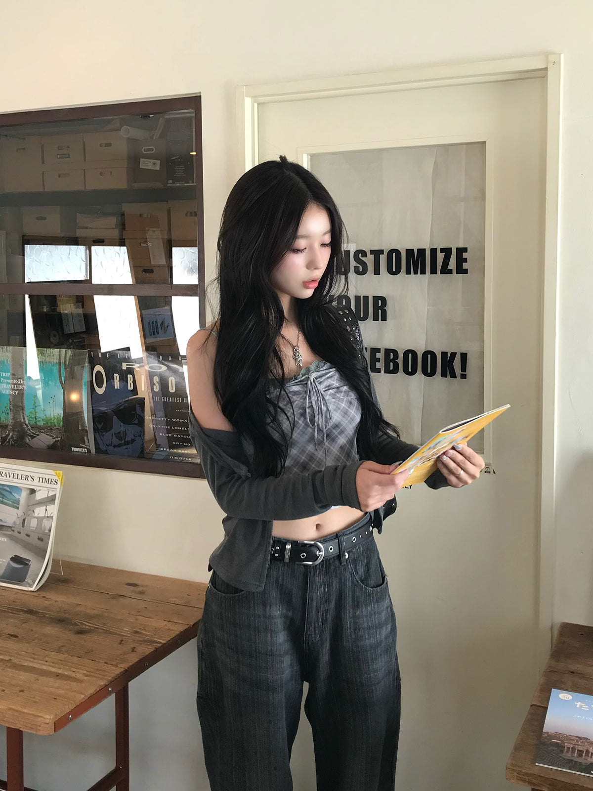 检查吊带套装开衫