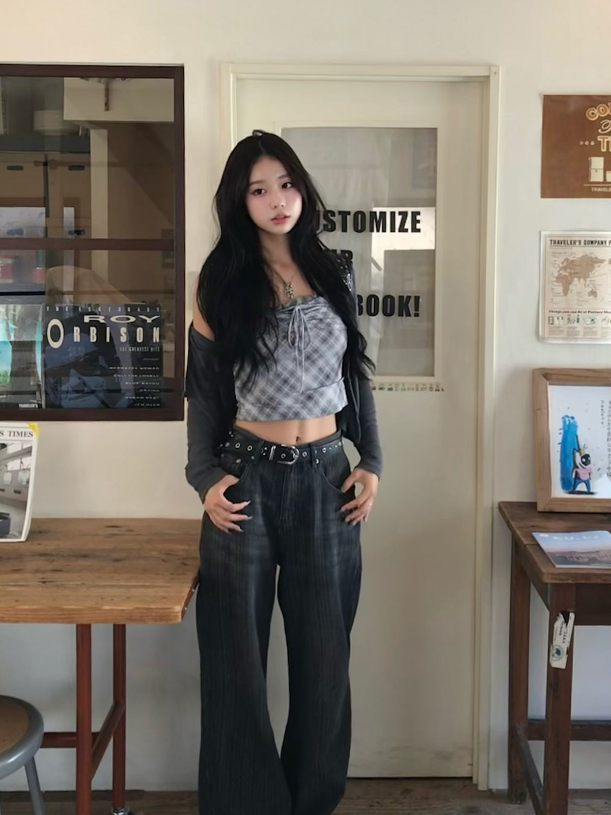 检查吊带套装开衫