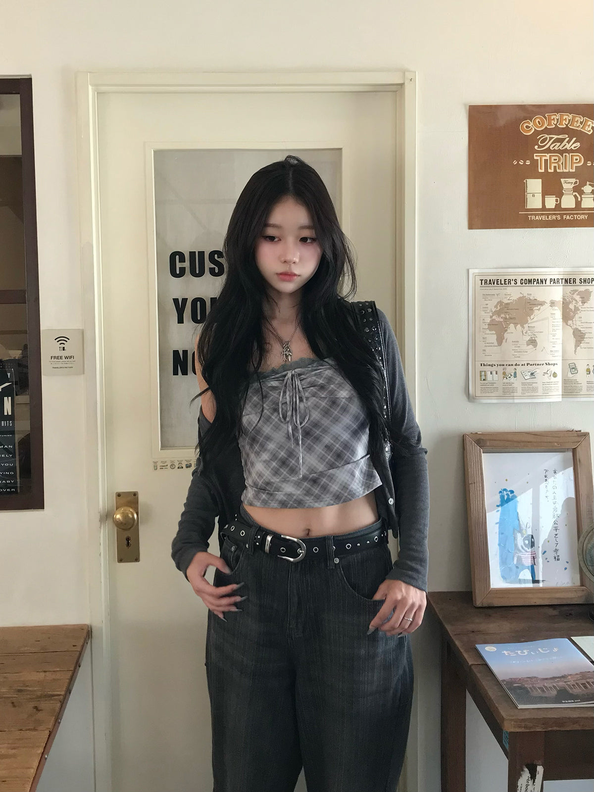 检查吊带套装开衫