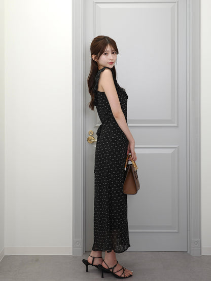 フリルショルダーリボンワンピース