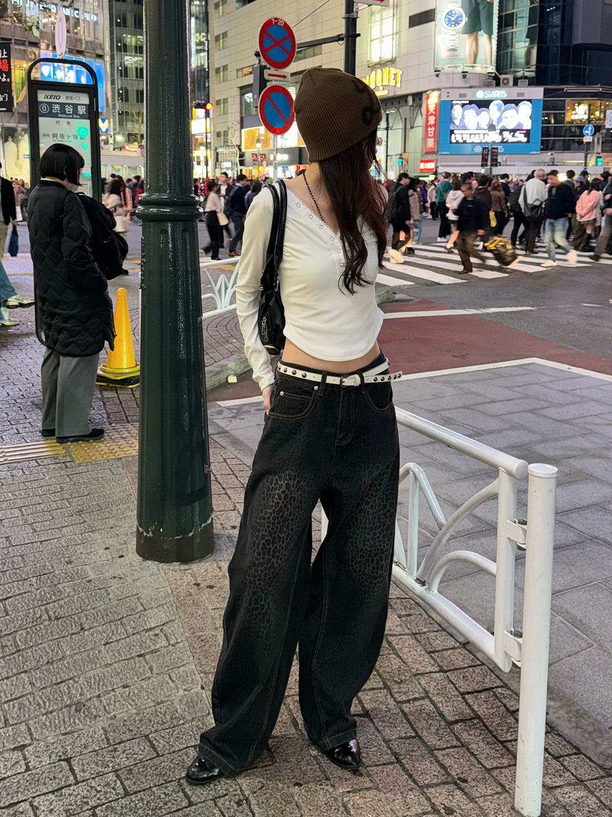 レオパードウォッシュカーブデニムパンツ