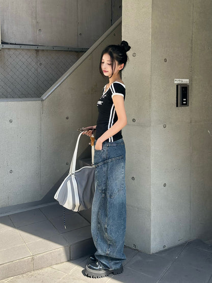 ビッグポケットカーブデニムパンツ